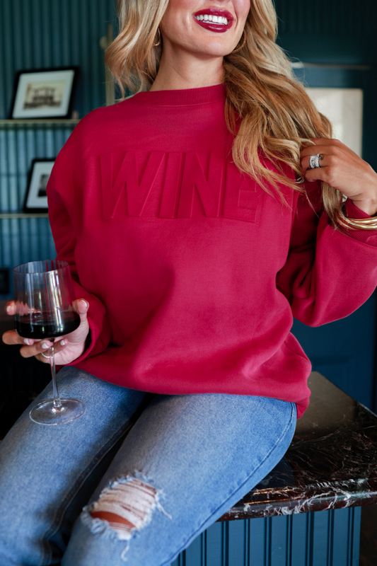 PREORDER- Wine Embossed Sweatshirt