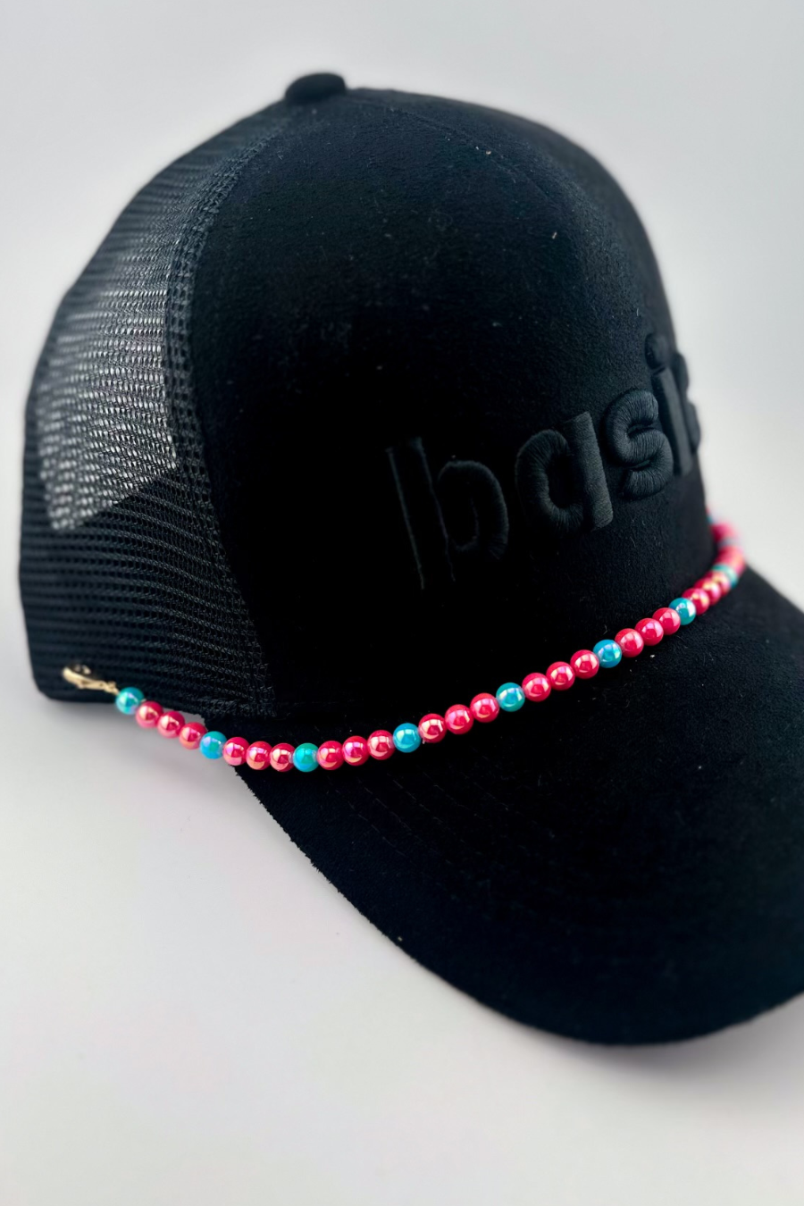 Pink And Turquoise Beaded Hat Chain