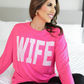 Wife Embroidered Ribbed Pullover