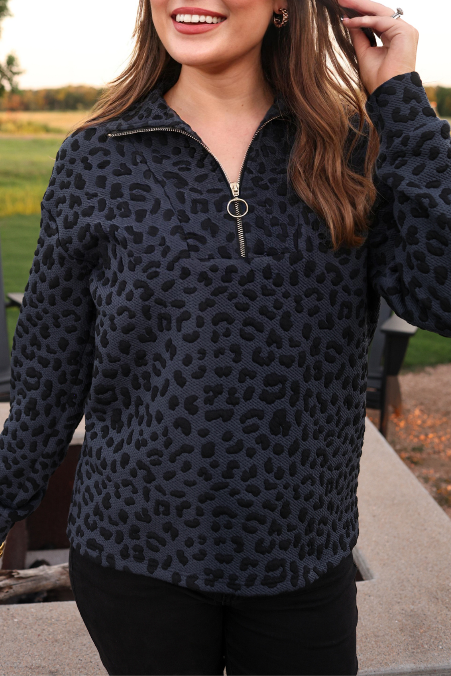 Landon Leopard Quarter Zip