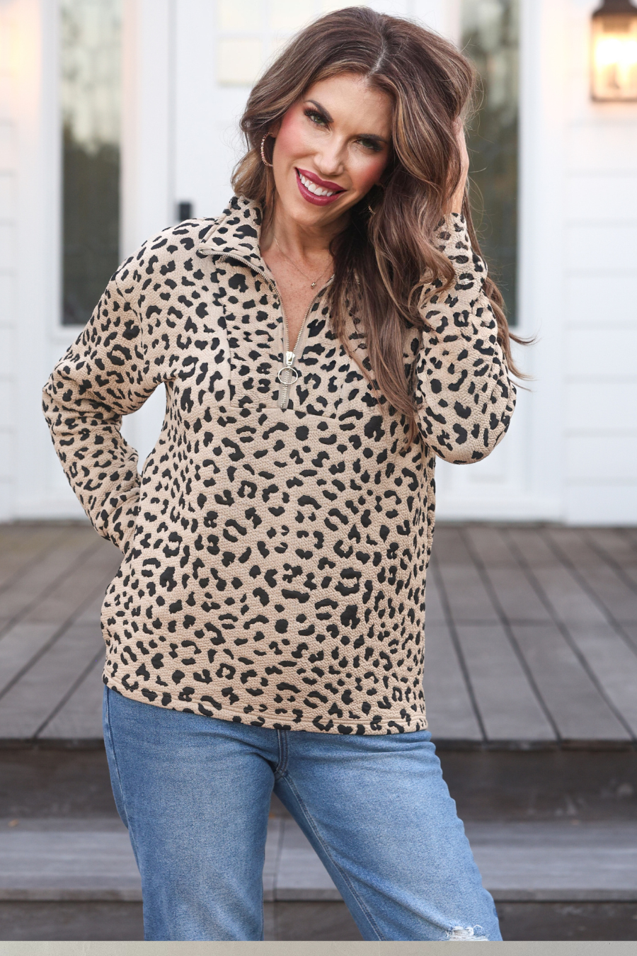 Landon Leopard Quarter Zip