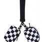 Double Pouch Wristlet, Black/White Checkered