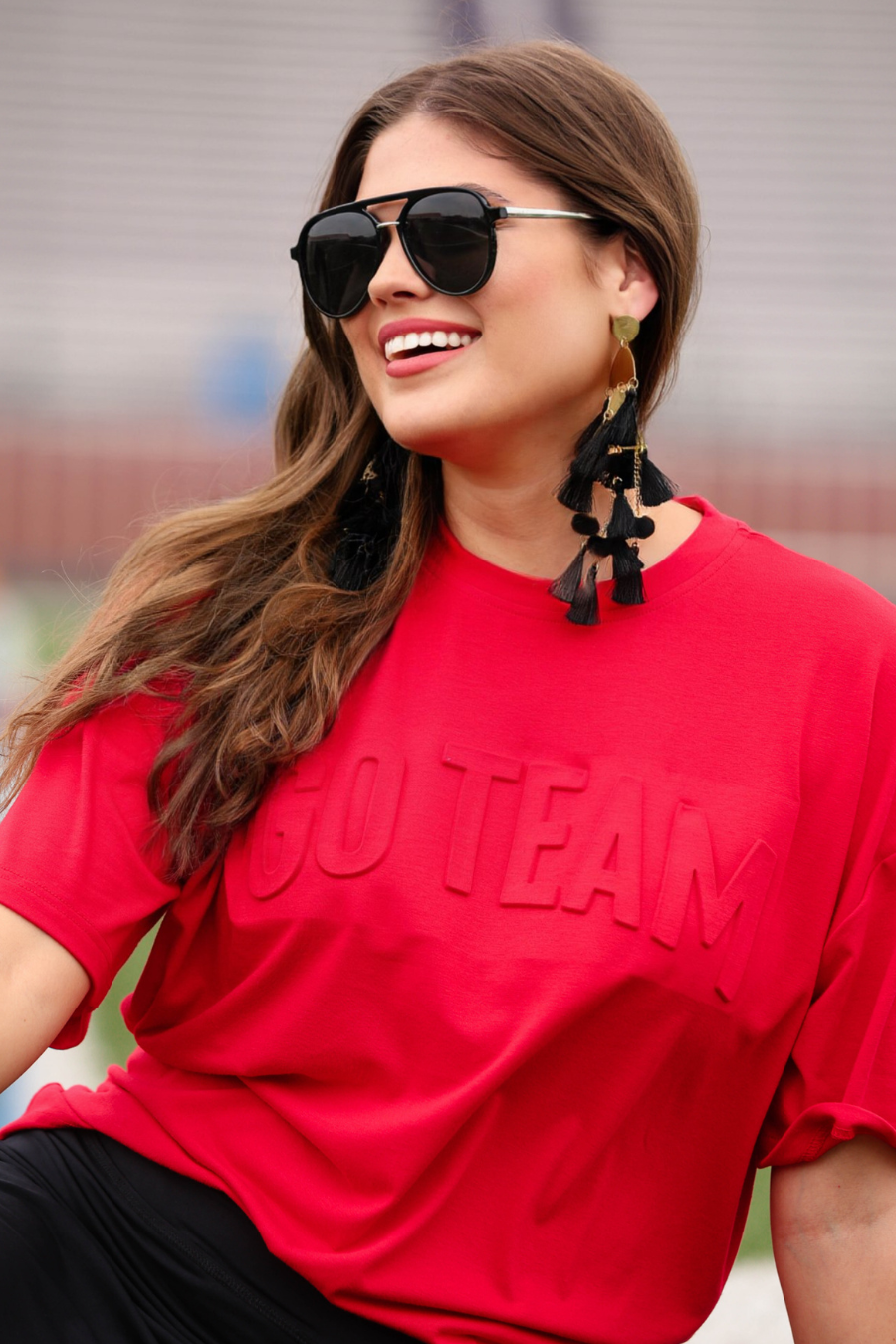 Embossed Oversized Go Team Tee