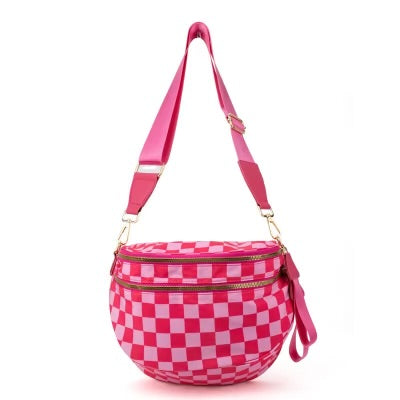 PREORDER-Running Errands Bum Bag, Pink/Pink Checkered