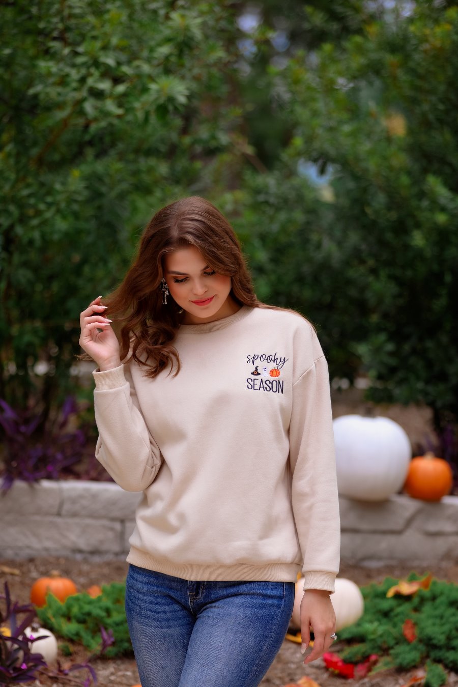 Spooky Season Embroidered Sweatshirt - Jess Lea Wholesale