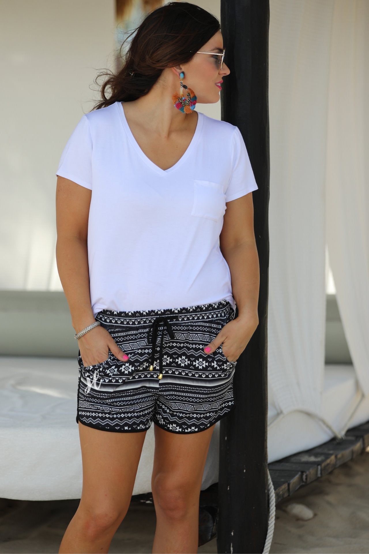 Santa Fe Tribal Drawstring Everyday Shorts - Jess Lea Wholesale