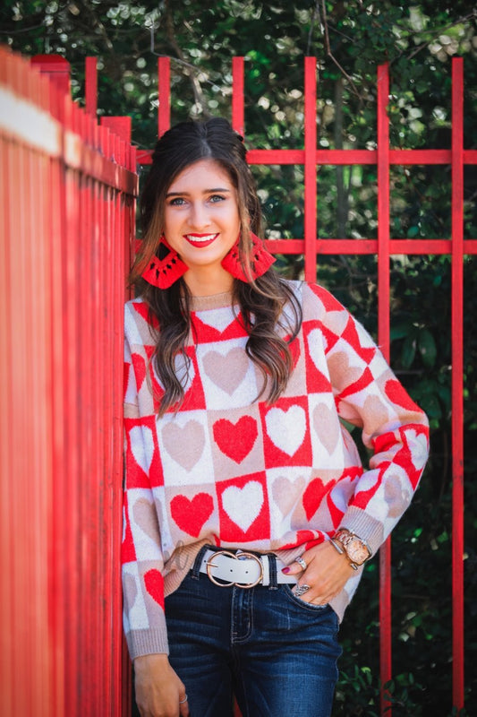 All The Love Color Block Heart Sweater - Jess Lea Wholesale